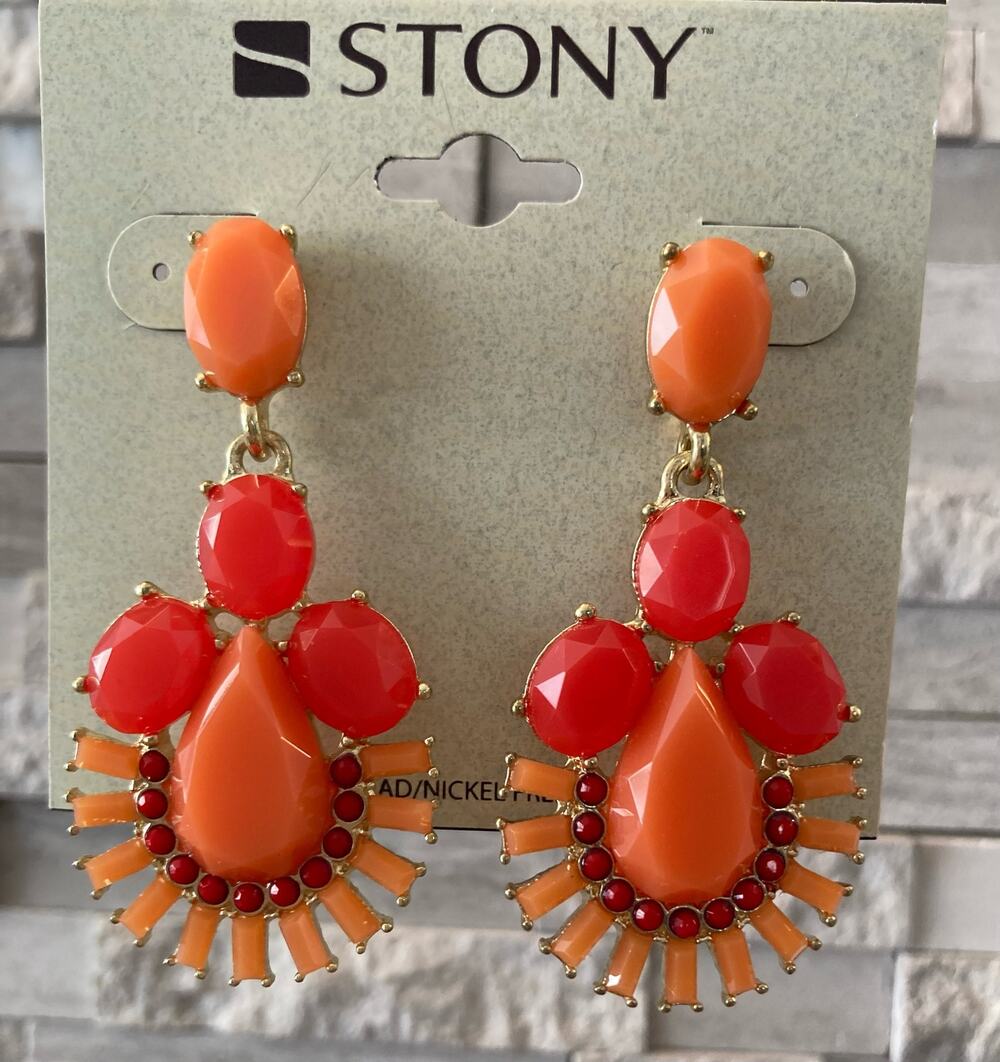 Earrings Stony Orange and Red